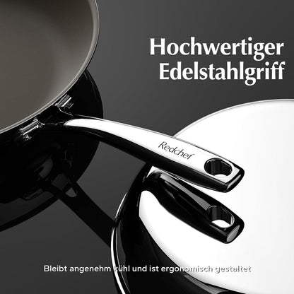 Bratpfanne 28cm Induktion mit Deckel Titanium Keramik pfanne