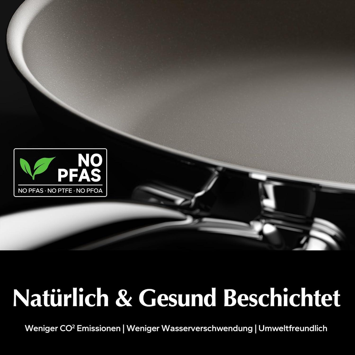 Redchef 28cm Tri-ply Titanium Keramik Bratpfanne mit Deckel, spülmaschinenfest