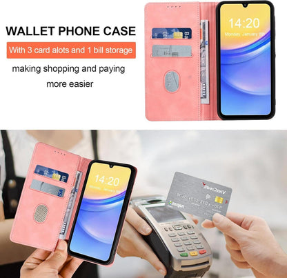 Handyhülle Samsung Galaxy A15 4G 5G Panzerfolie Leder RFID Schutz Flip