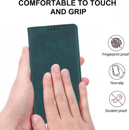 Handyhülle Samsung Galaxy A15 4G/5G Hülle Panzerfolie Leder Flip Case - Seegrün