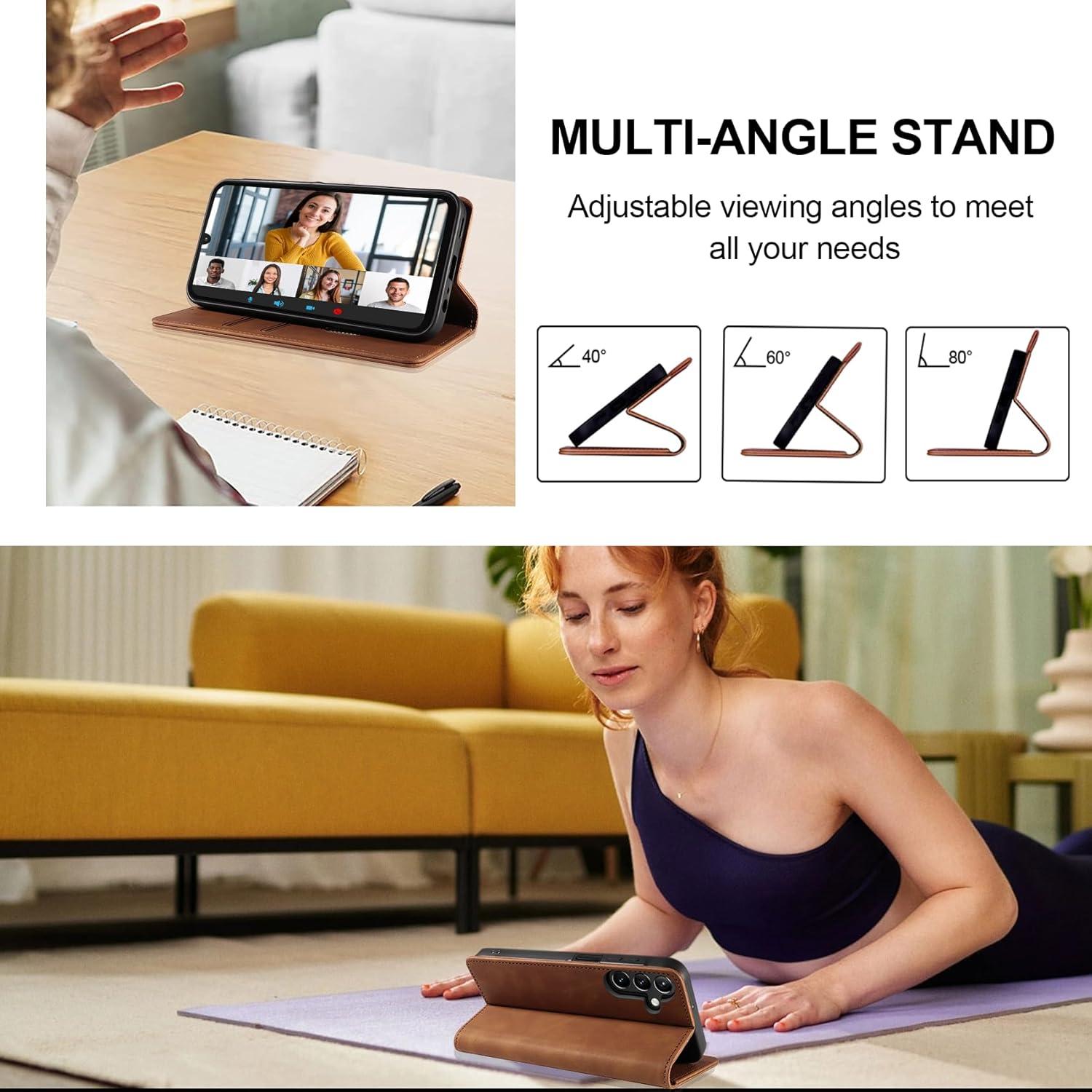 Handyhülle Samsung A15 4G/5G Leder Schutzhülle Panzerfolie Flip Case Magnetisch