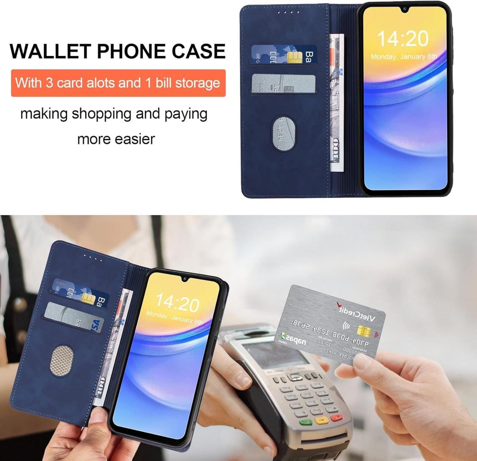 Handyhülle Samsung Galaxy A15 4G/5G Leder Schutzhülle Panzerfolie