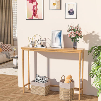 Bambus Konsolentisch Schmal 100cm – Beistelltisch für Flur & Wohnzimmer