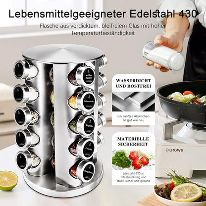 SAEIV Gewürzregal Stehend Organizer 20 Glasbehälter Drehbar