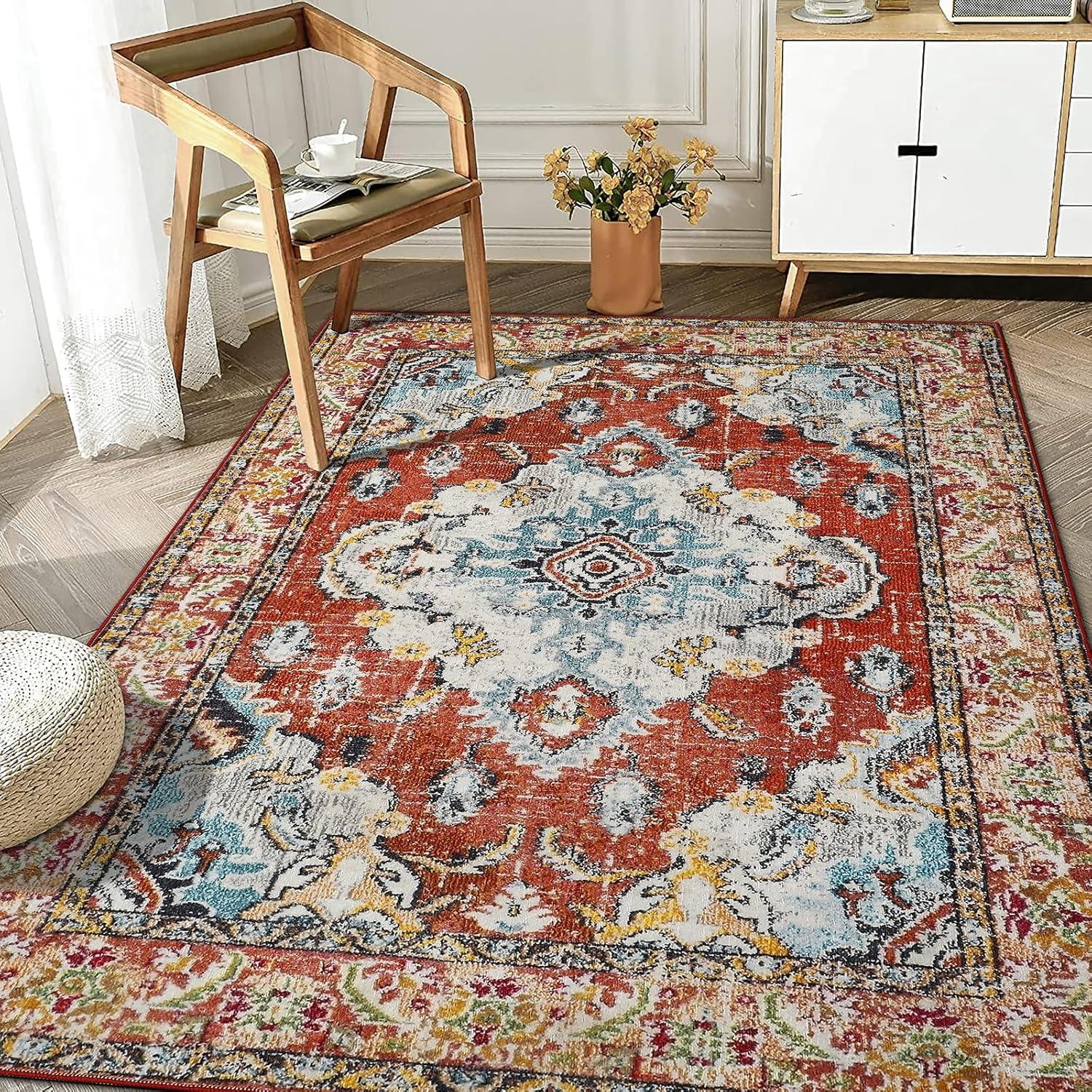 Moderne Vintage Teppich Boho Design Waschbar Rutschfest 120 x 170 cm
