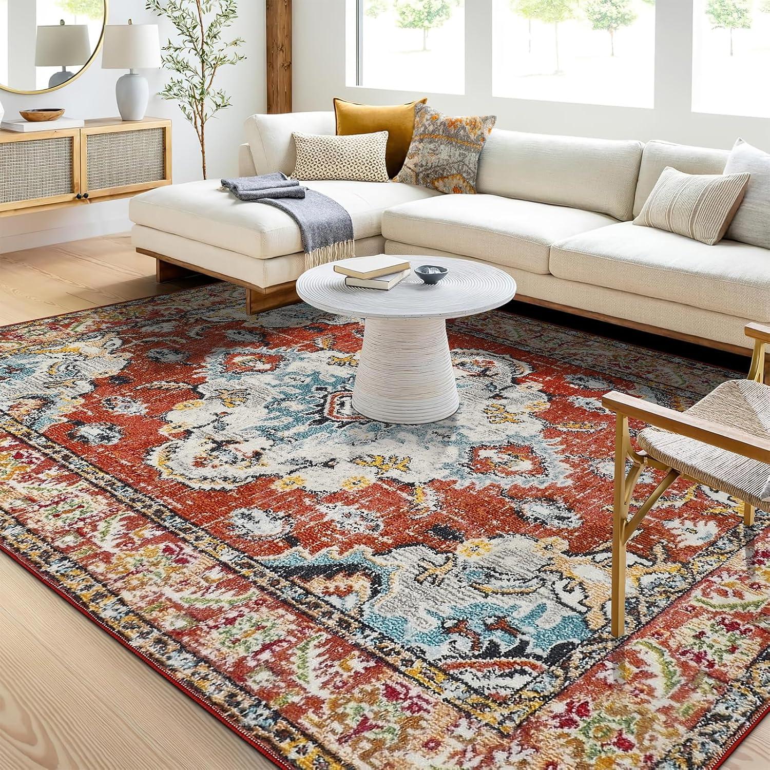 Moderne Vintage Teppich Boho Design Waschbar Rutschfest 120 x 170 cm