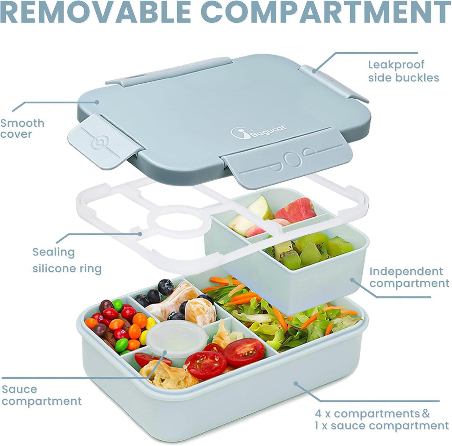 Lunchbox Kinder Bento Box mit Fächern 1300ML 3er Set Blau