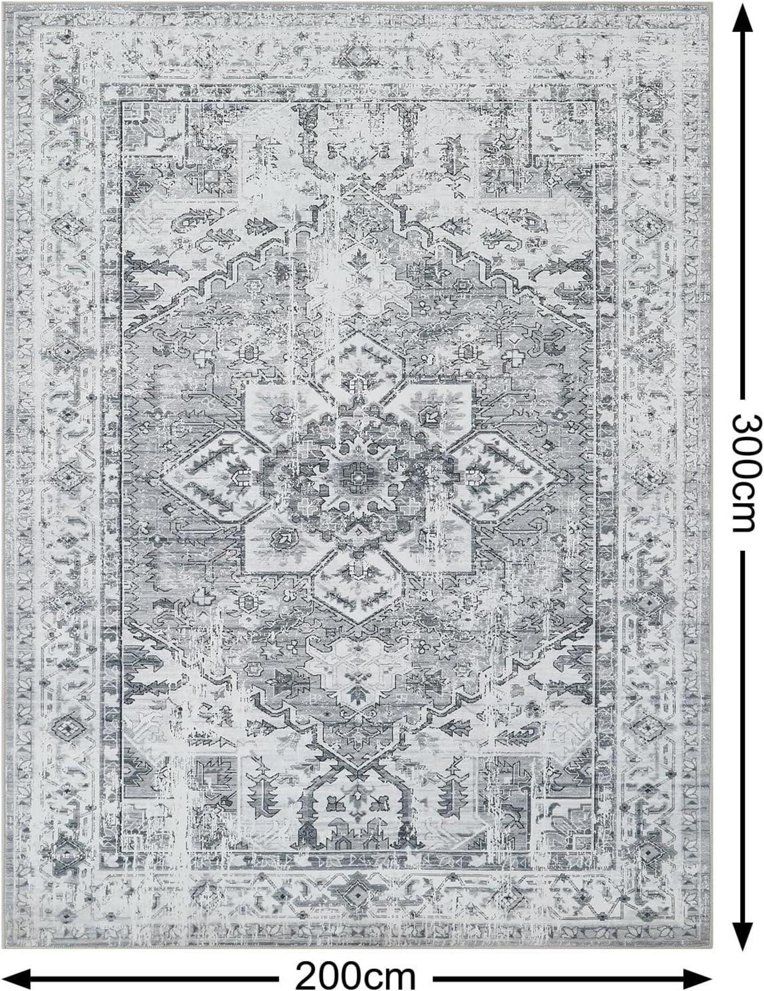 Großer WONGS BEDDING Boho Teppich Vintage Design Grau