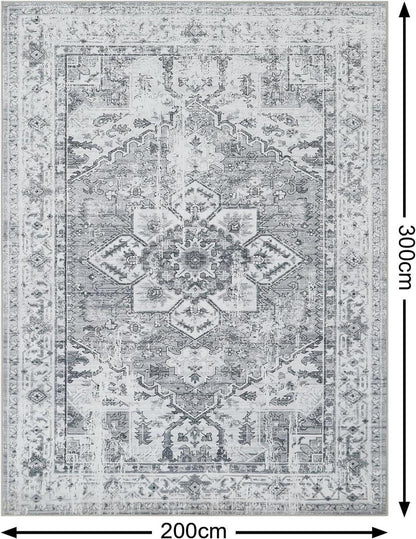Großer WONGS BEDDING Boho Teppich Vintage Design Grau