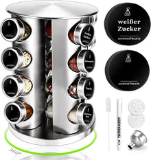 Gewürzregal Stehend 360° Rotation 16 Gläser Gewürz Organizer