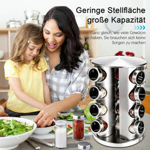 SAEIV 360° Rotation Gewürzregal mit 16 Gewürzdosen und