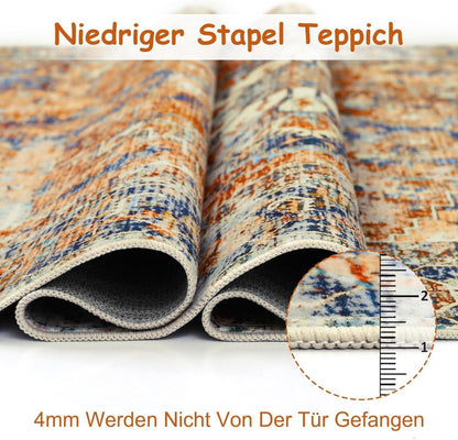 Boho Teppich Vintage Design Orange Waschbar 160x230cm