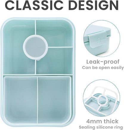 Bugucat Brotdose Kinder 1300ML 6er Set Blau Bento Box