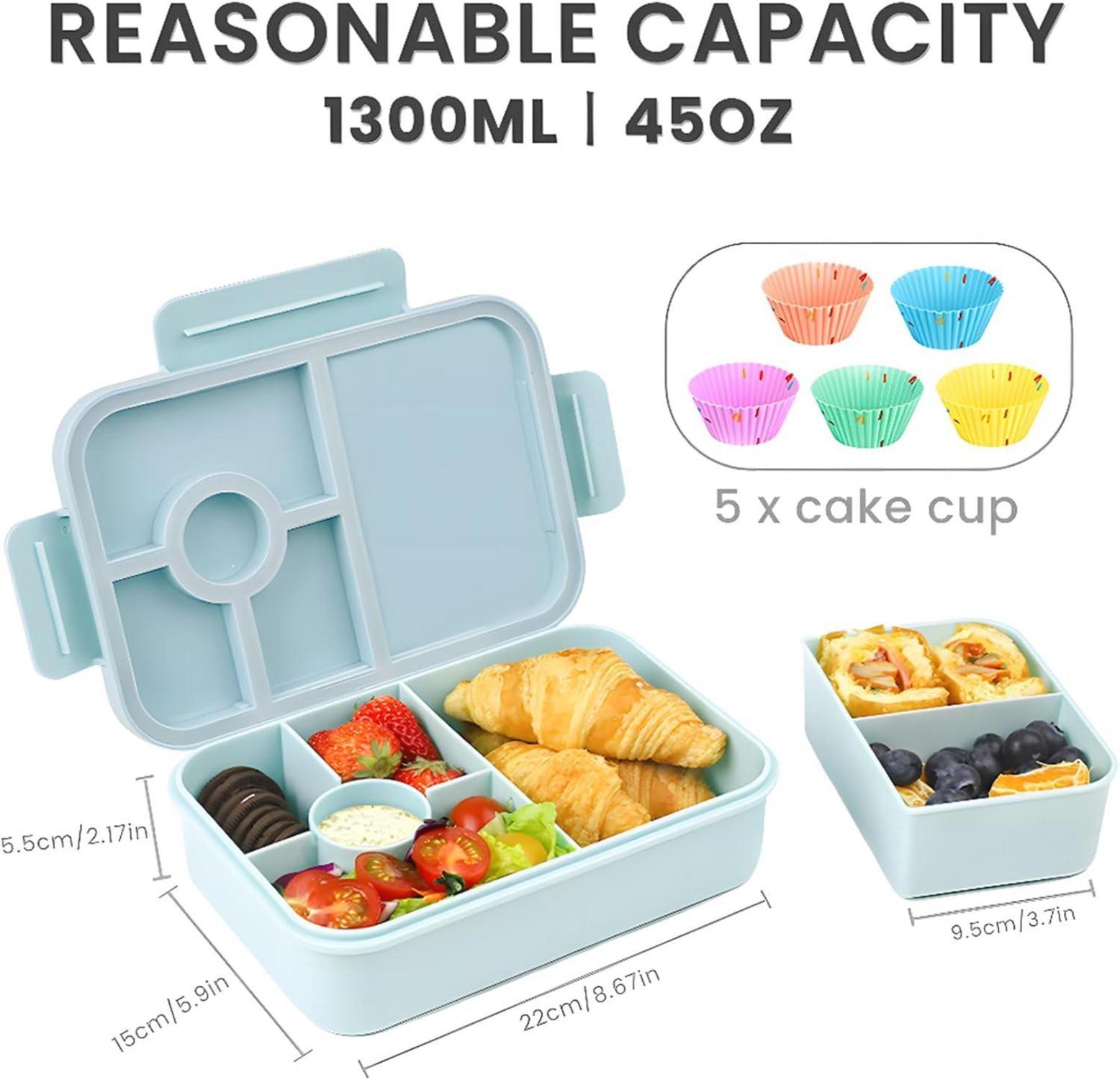 Brotdose Lunchbox Kinder Auslaufsicher Fächer 1300ML - Blau