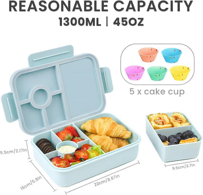 Brotdose Lunchbox Kinder Auslaufsicher Fächer 1300ML - Blau