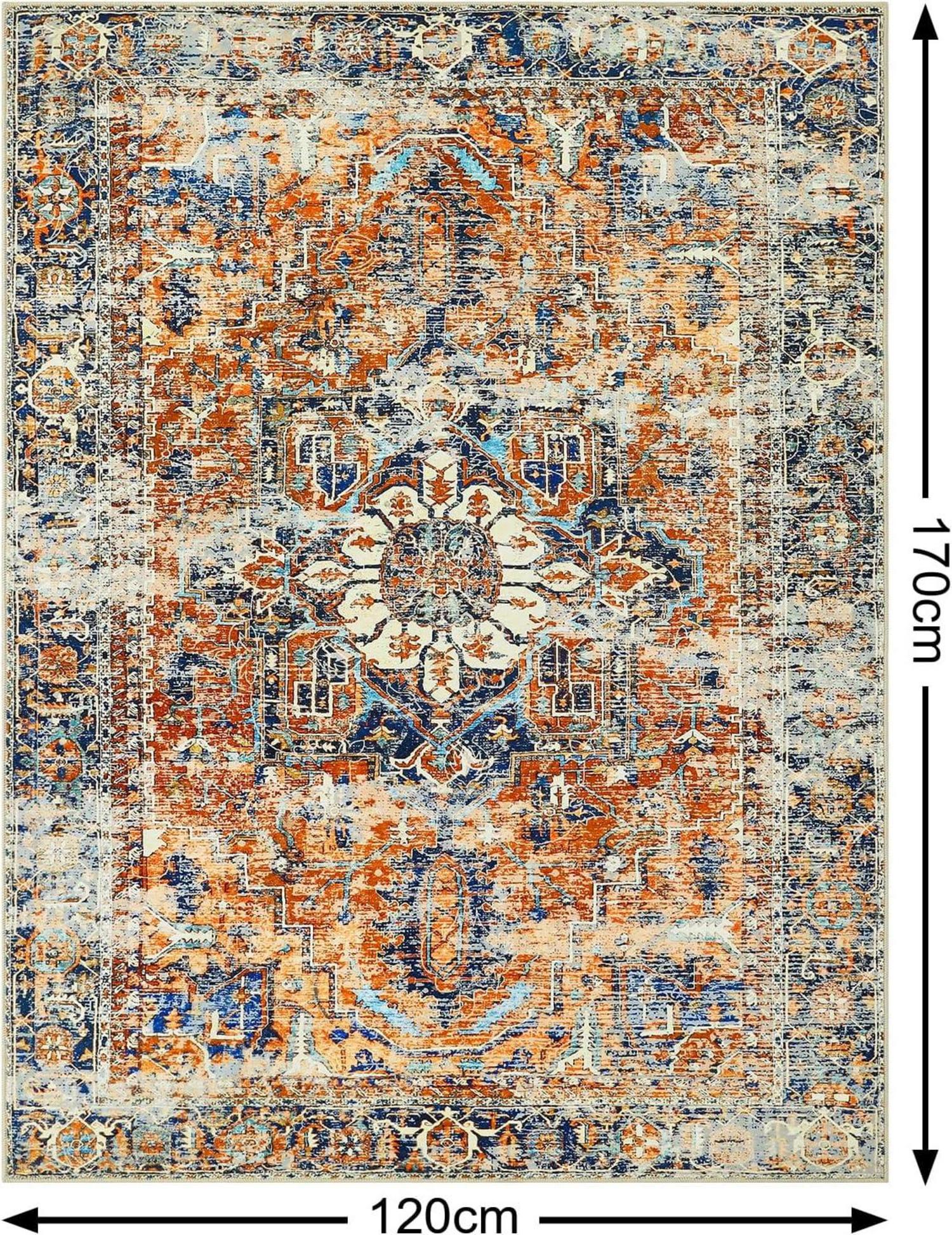 Boho Teppich Kurzflor Vintage Design Orange 120x170 cm