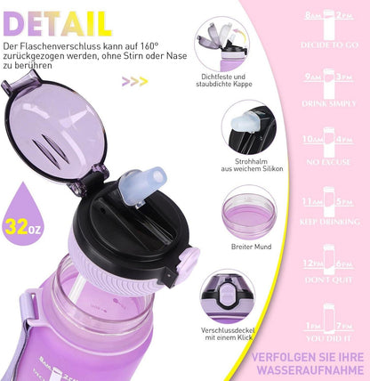 AOPREL Trinkflasche 1L mit Stroh und