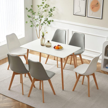 Esszimmergruppe für 6 Personen – Weißer Tisch & Grau/Weiß Stühle