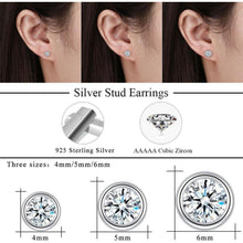 925 Sterling Silber Ohrstecker Set 3 Paar Zirkonia Herz Stern Rund 4-6mm