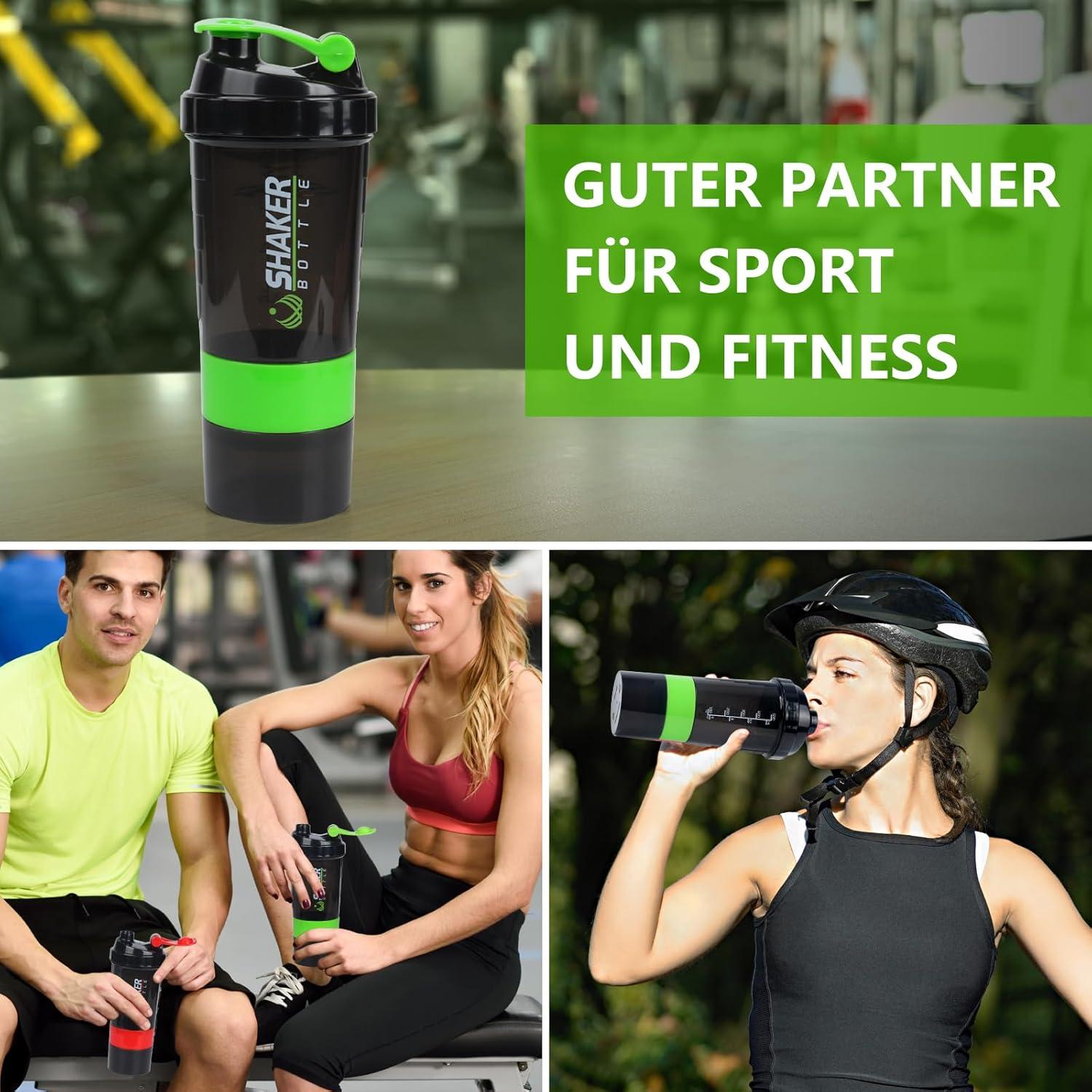 500ml Protein Shaker mit Edelstahlkugel, Auslaufsicher, Fitness Shake Becher