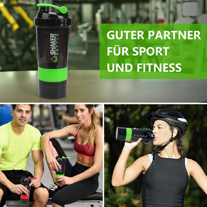 500ml Protein Shaker mit Edelstahlkugel, Auslaufsicher, Fitness Shake Becher