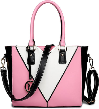 Moderne Grau-Weiß Damen Handtasche mit V-förmigem Design