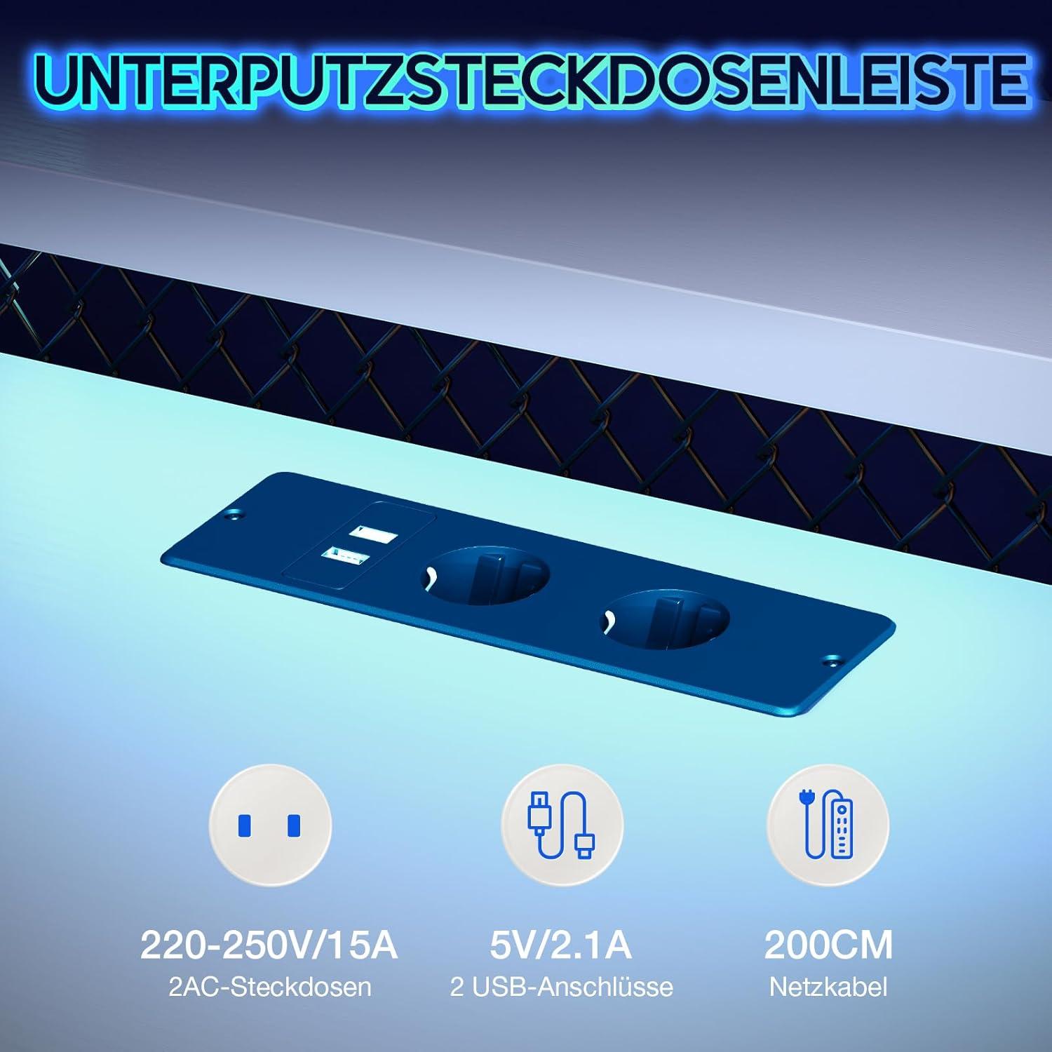 L-Form Schreibtisch LED 137x140cm Ecke Homeoffice Gaming