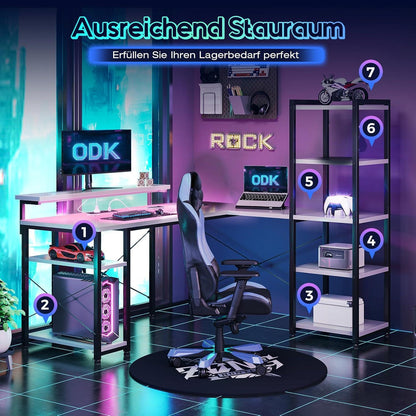 Schreibtisch L-Form 137x140cm LED Eckschreibtisch Homeoffice Gaming