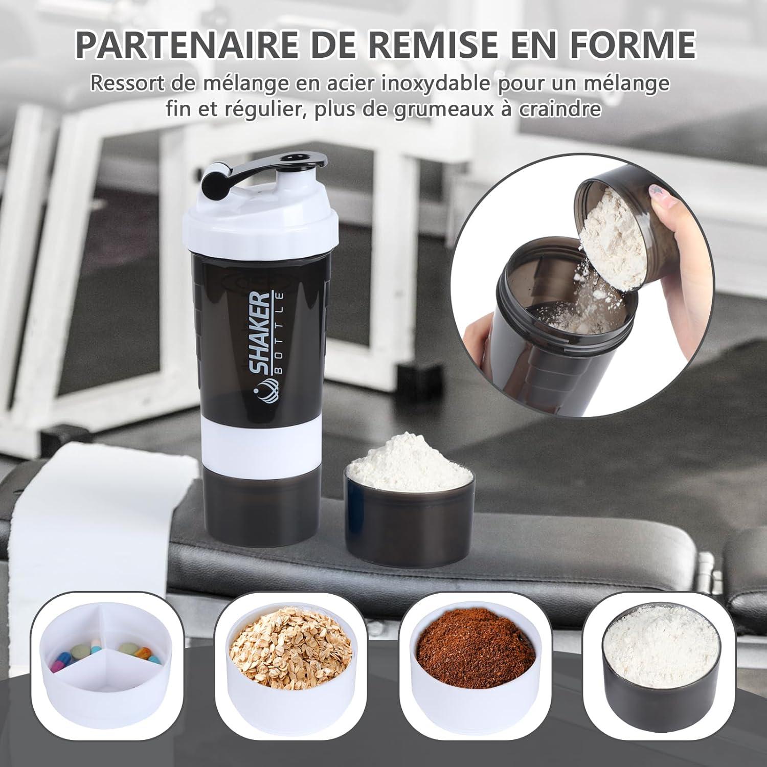 Protein Shaker mit Kugel 500ml Auslaufsicher für Gym und Unterwegs