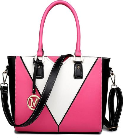 Moderne Miss Lulu Designer Handtasche Grau Weiß Blockdesign