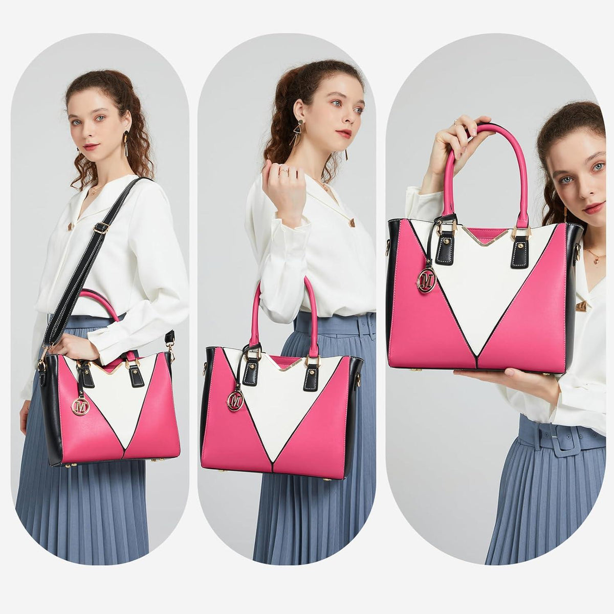 Miss Lulu Damen Handtasche Schultertasche Shopper V-förmiges
