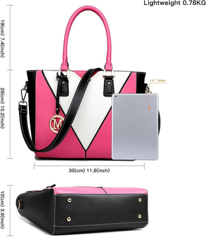 Moderne Miss Lulu Designer Handtasche Grau Weiß Blockdesign