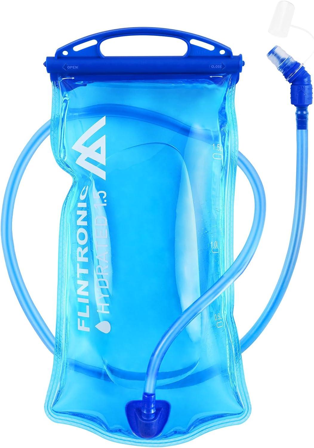 Flintronic Trinkblase 1,5L Wasserblase für Trinkrucksack BPA-frei mit auslaufsicherem Wasserreservoir Blau