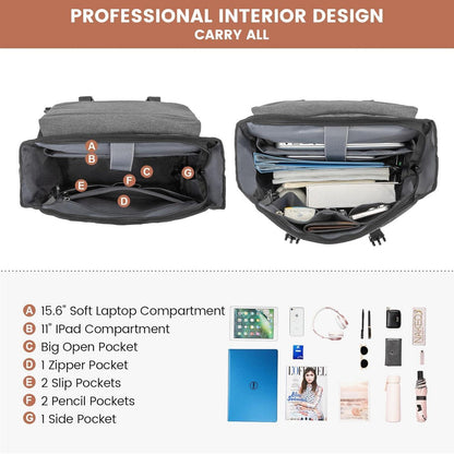 15.6 Zoll Laptop Schulrucksack Damen Herren Wasserdicht Grau