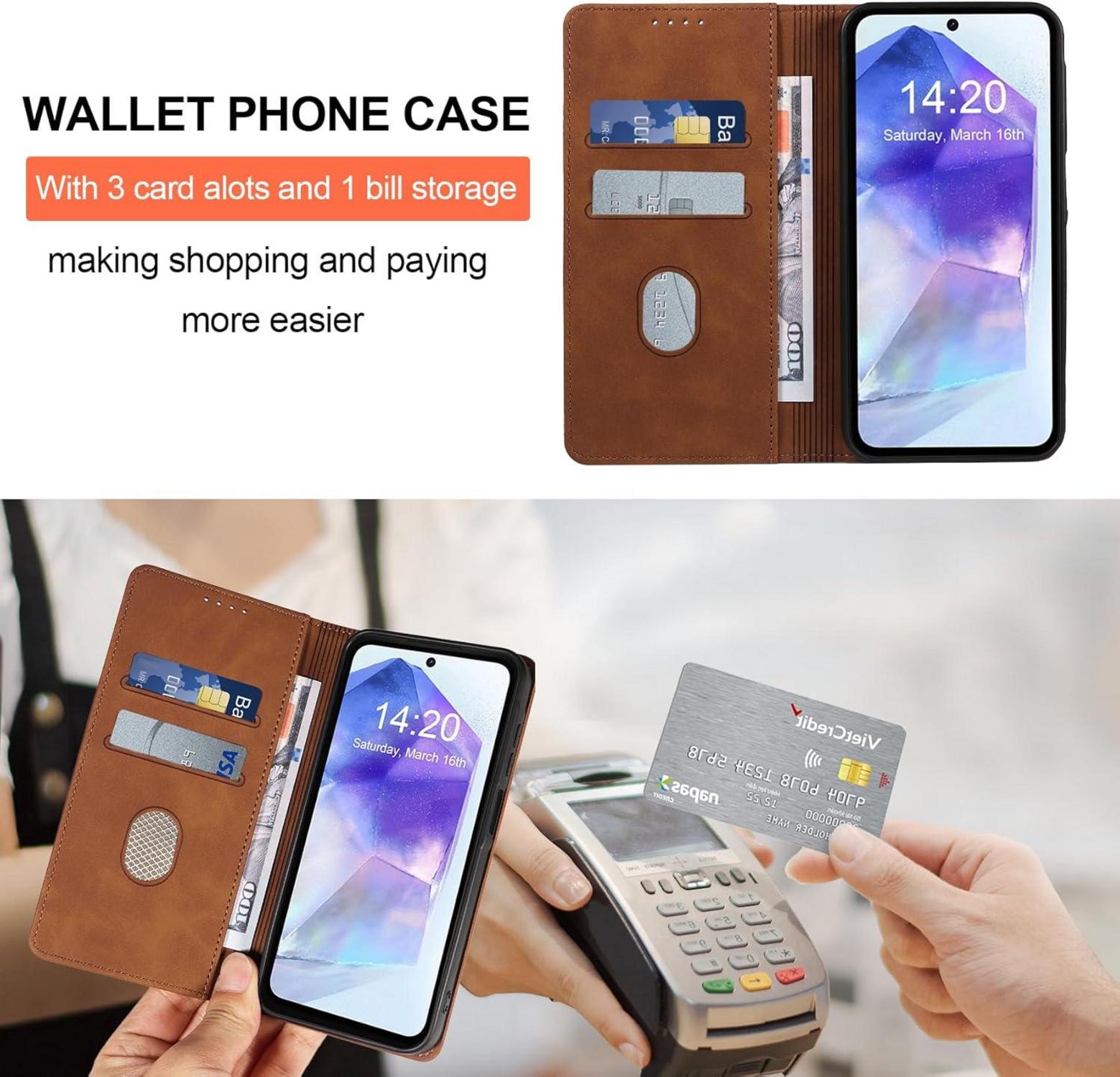 Handyhülle Samsung Galaxy A55 5G Leder Flip Case Magnet Schutzhülle