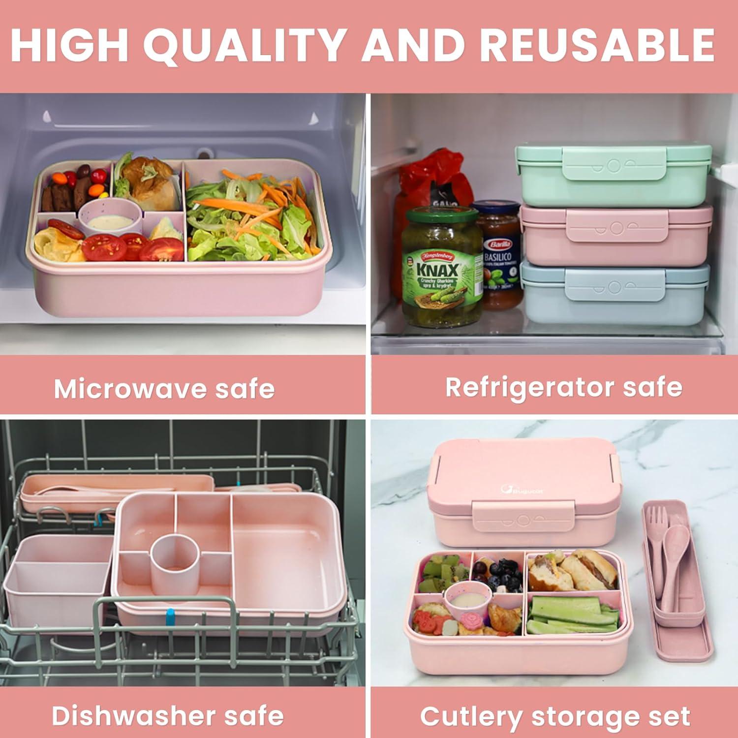 Bugucat Brotdose Kinder 5 Fächer 1300ML Auslaufsicher Lunchbox Bento Box