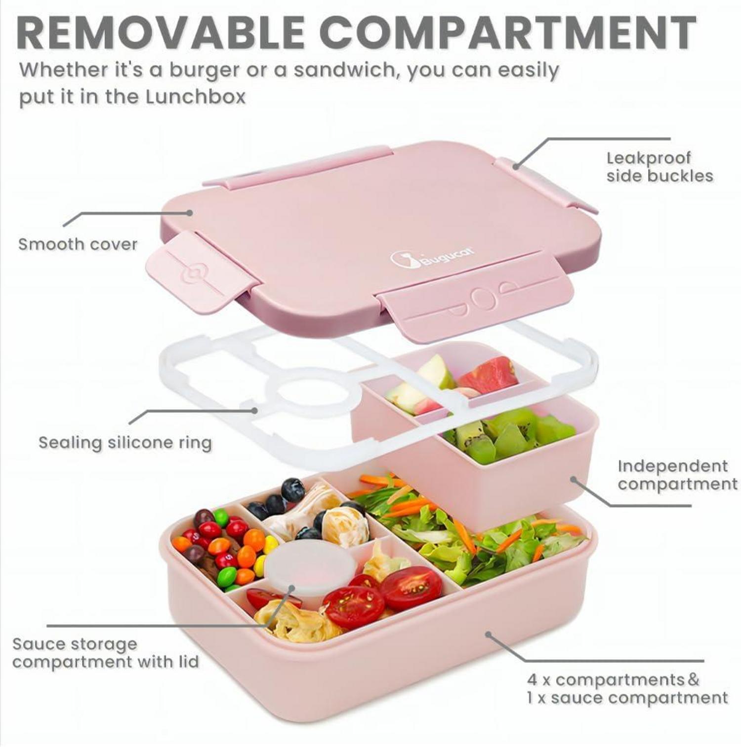 Bugucat Lunchbox Kinder 1300ML 2Set Brotbox Bento Box Besteckset