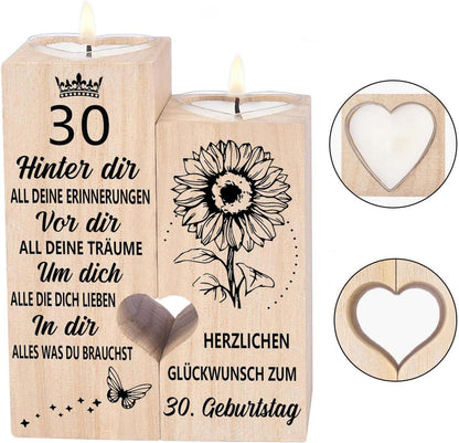 Kerzenhalter Holz 30. Geburtstag Frau Mann Mama Schwester Freunde