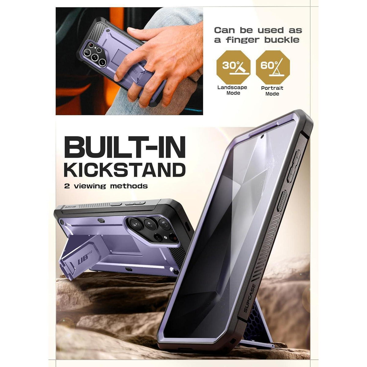 Samsung Galaxy S24 Ultra Hülle mit Gürtelclip & Ständer, Lila