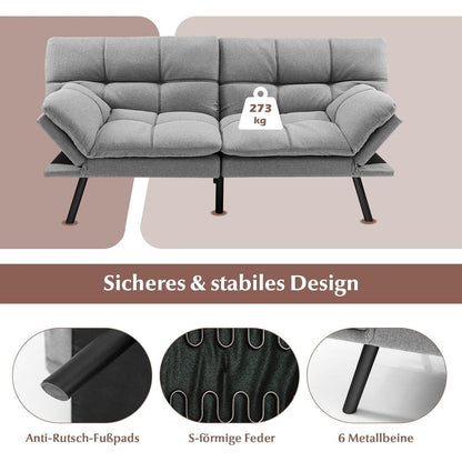 GOPLUS Schlafsofa 2-Sitzer mit verstellbarer Rückenlehne