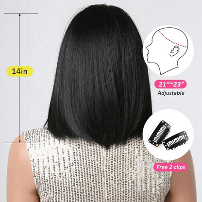 Schwarze Bob Perücke mit Pony für Frauen