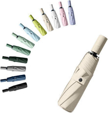 Faltender Regenschirm 8 Rippen UV Schutz Automatik Taschenschirm Beige