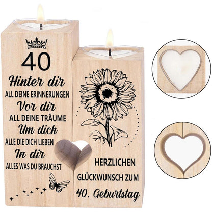 40 Geburtstag Frau Kerzenhalter Holz Geschenk Mama Schwester