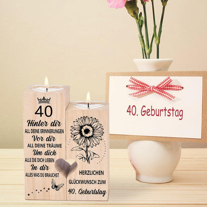 40 Geburtstag Frau Kerzenhalter Holz Geschenk Mama Schwester