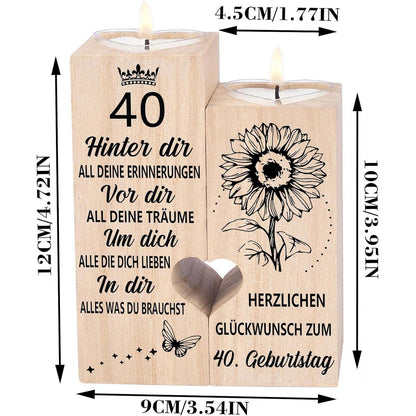 40 Geburtstag Frau Kerzenhalter Holz Geschenk Mama Schwester