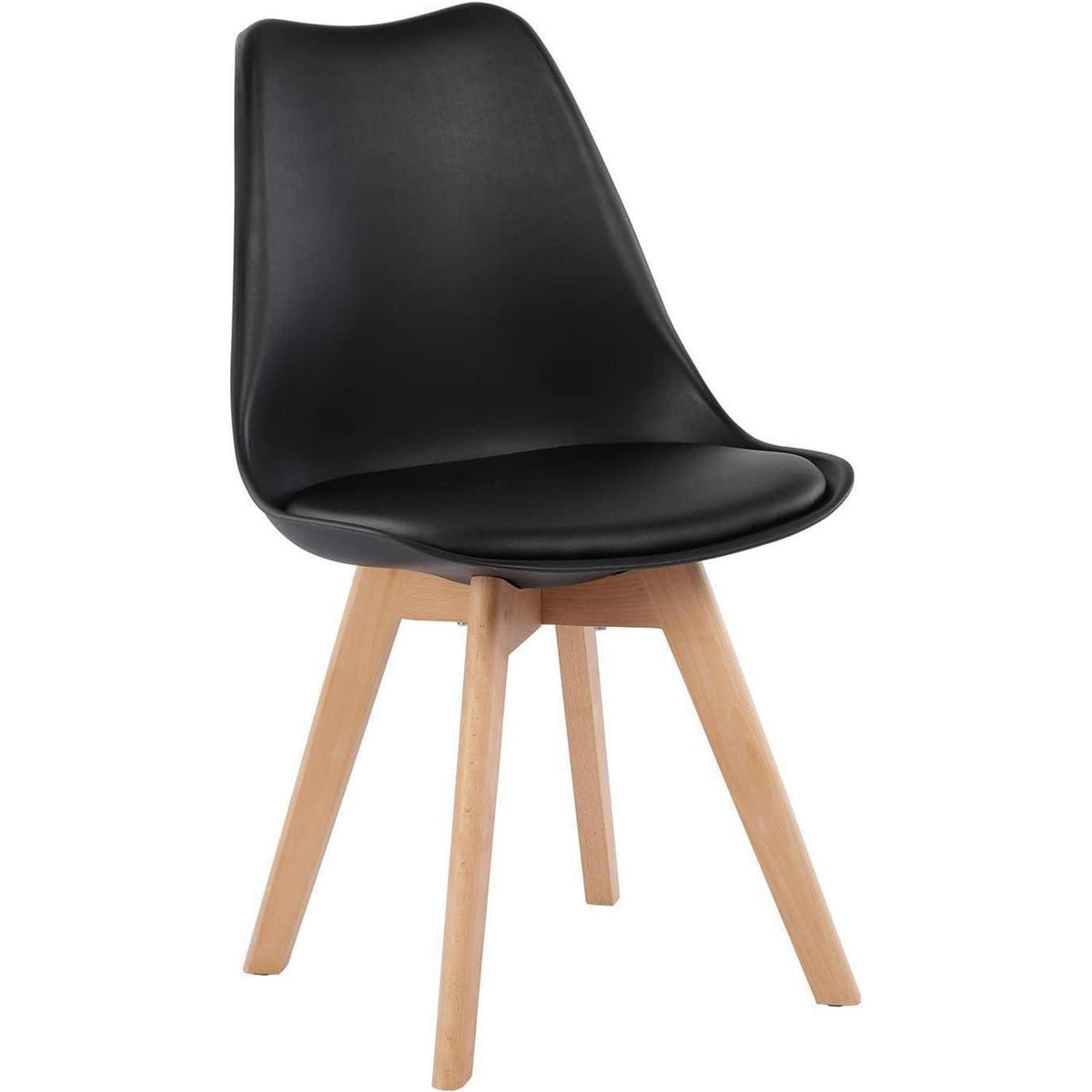 Runder Esstisch Set für 4 Personen – Weißer Tisch + 4 Schwarz Stühle