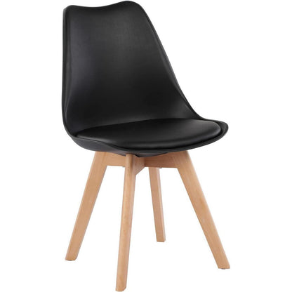 Runder Esstisch Set für 4 Personen – Weißer Tisch + 4 Schwarz Stühle