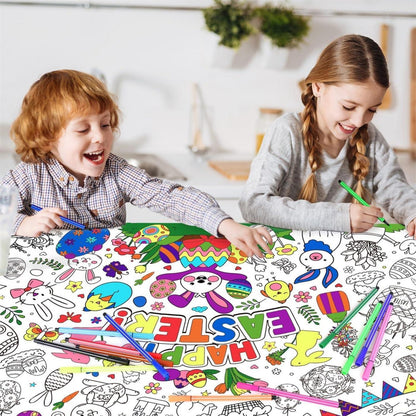 Ostern Ausmaltischdecke Papier +12 Farbstifte Osterdeko Kinder Jungen Mädchen