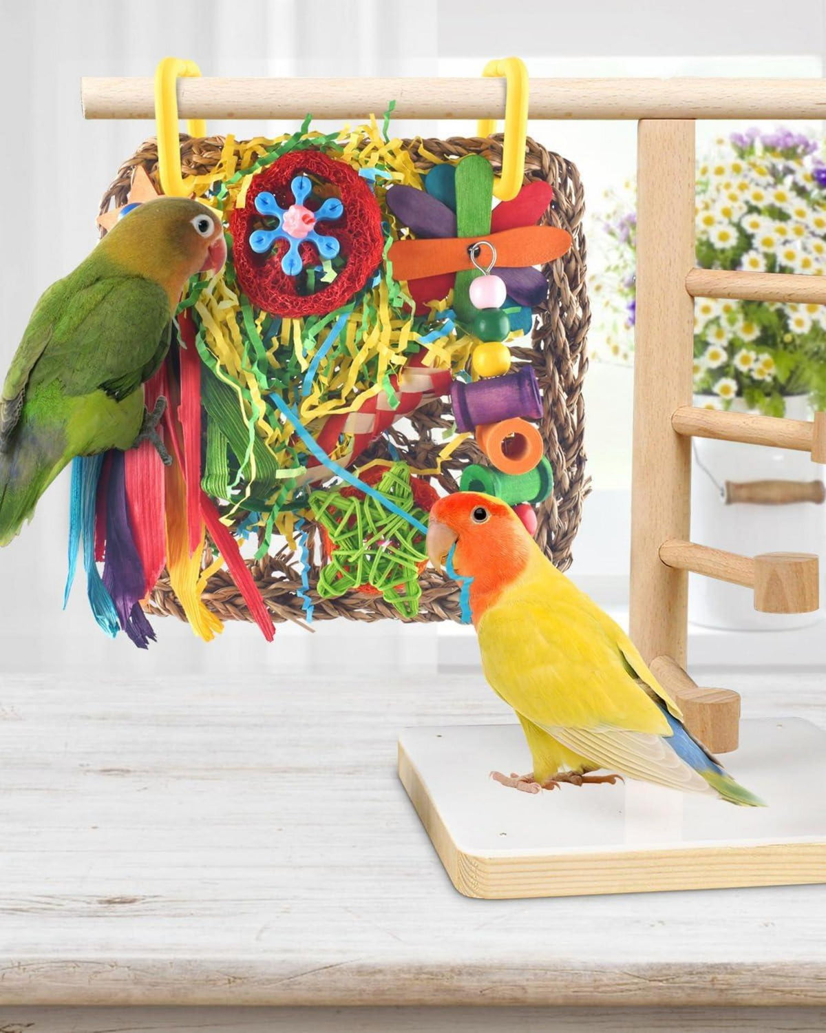 Multifunktionales Vogelspielzeug für Nymphensittich, Papagei & Co