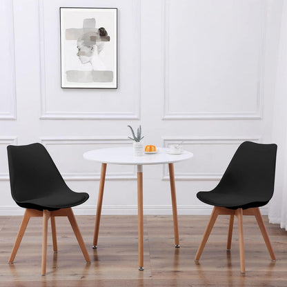 Runder Esstisch Set für 2 Personen – Weißer Tisch + 2 Schwarz Stühle